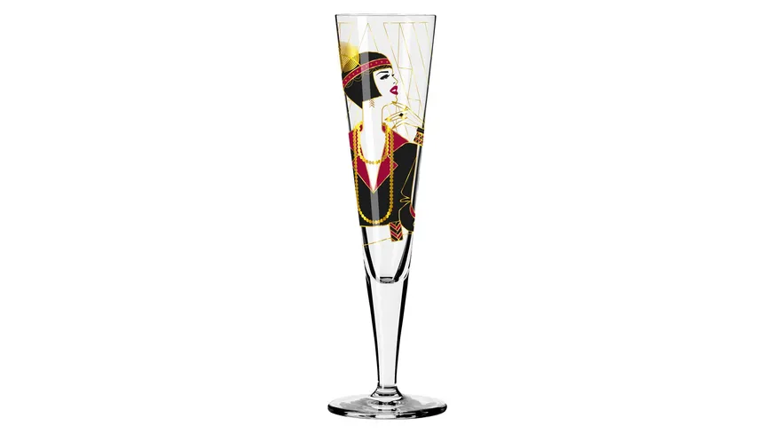 RITZENHOFF Champagnerglas Goldnacht #27 von Samy Halim Gold, Schwarz, Rot