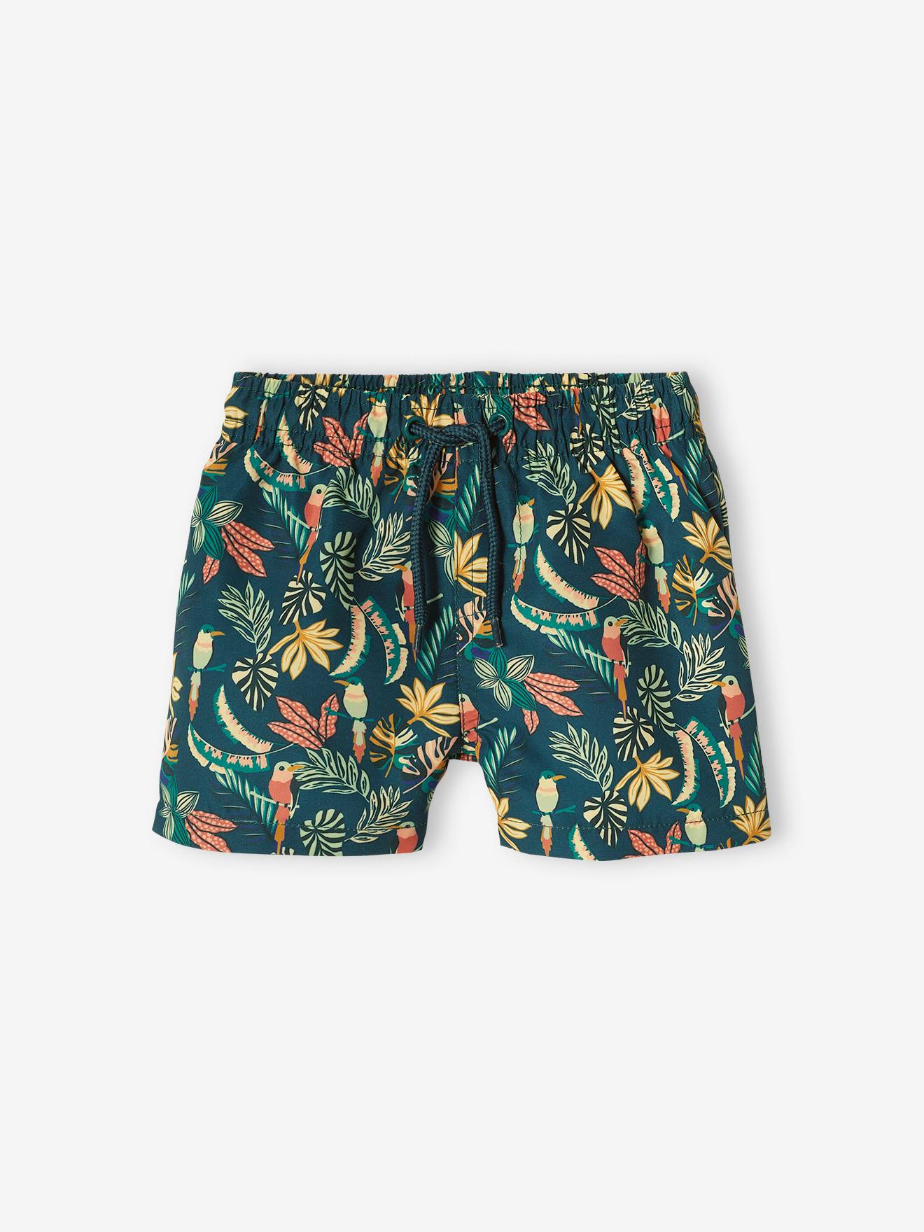 Vertbaudet Jungen Baby Badeshorts, Capsule Collection JUNGLE Oeko-Tex - dunkelgrün bedruckt