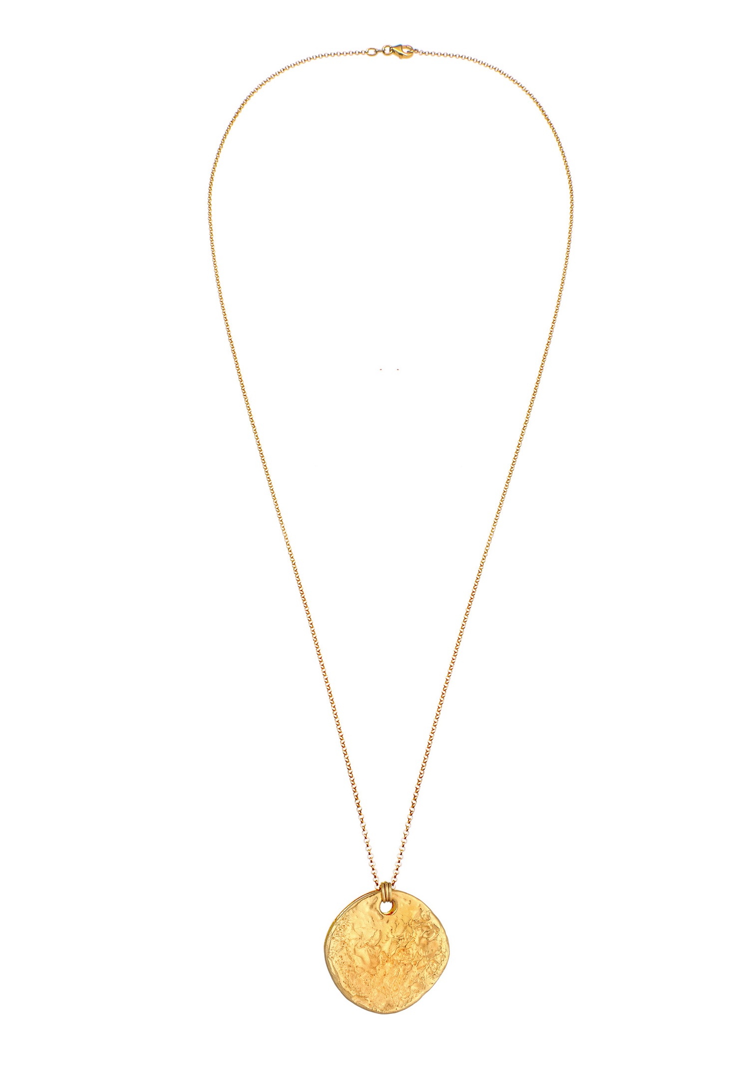 Elli Ladies Plaque Pendant - Organic-Looking Disc in 925 Sterling Silver and Gold Plated