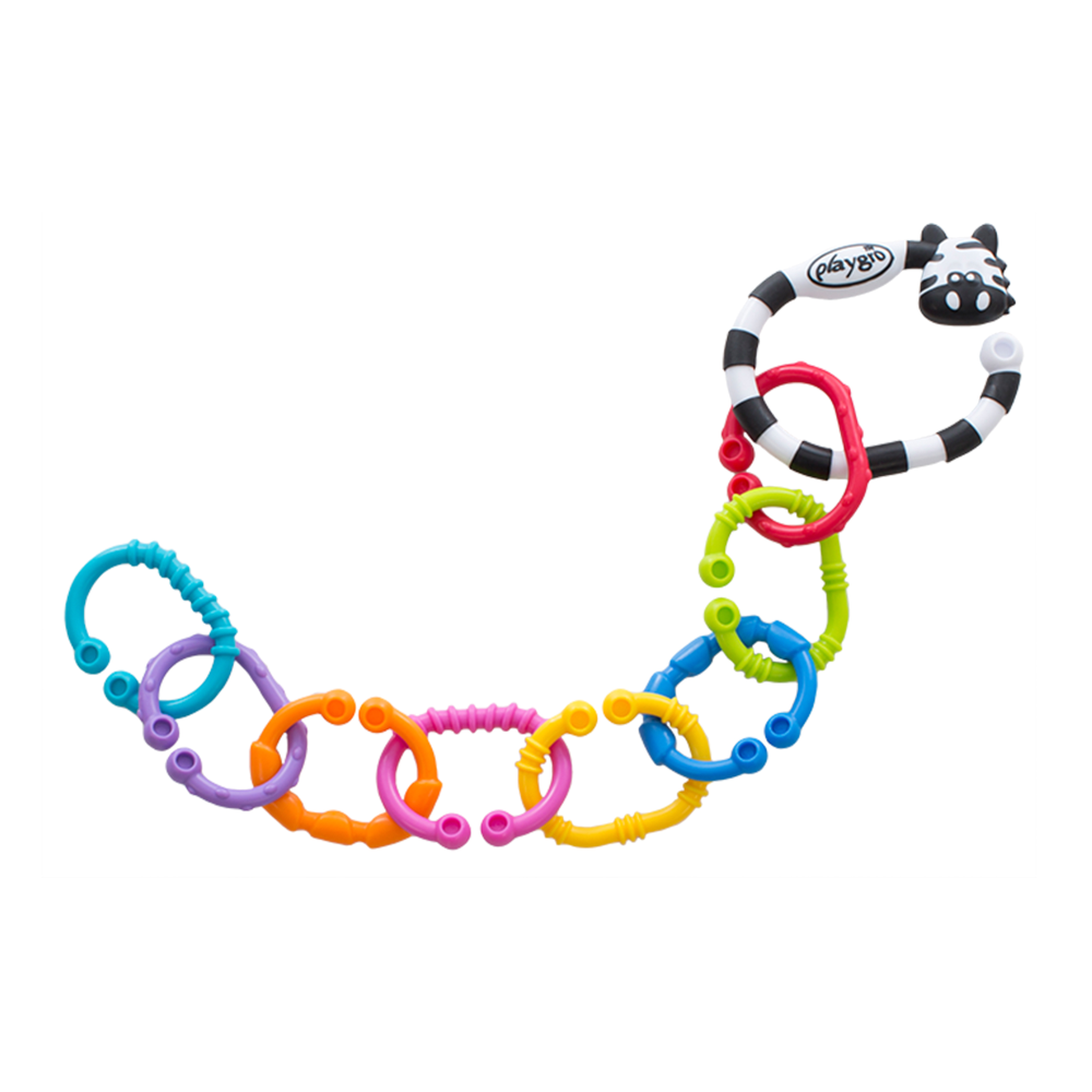 Beißring Rasselkette Zebra