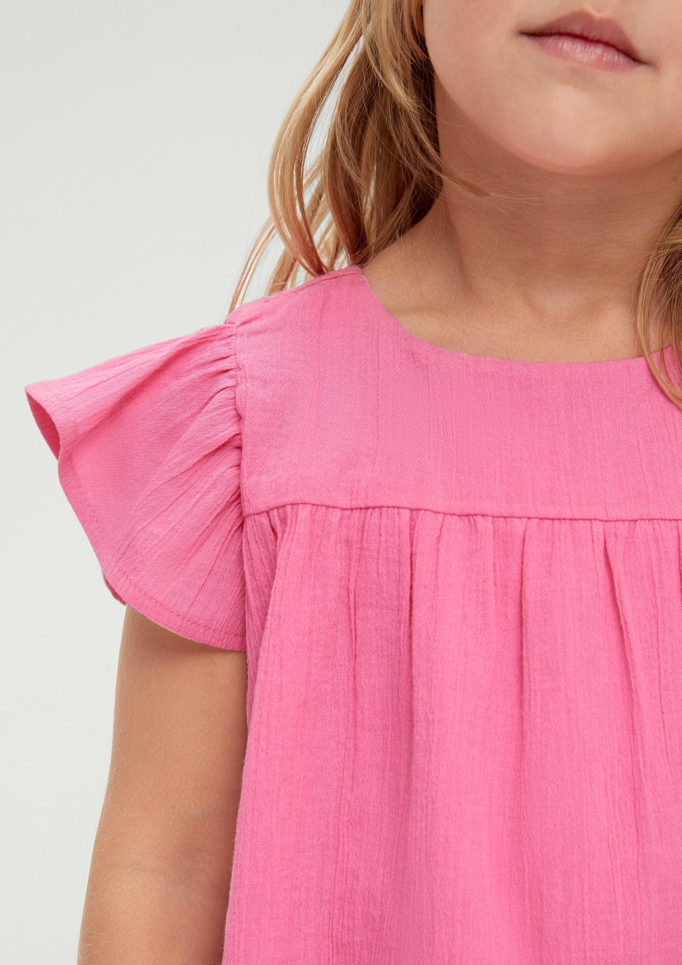 s.Oliver Kurzarmbluse Bluse mit Webmuster Raffung