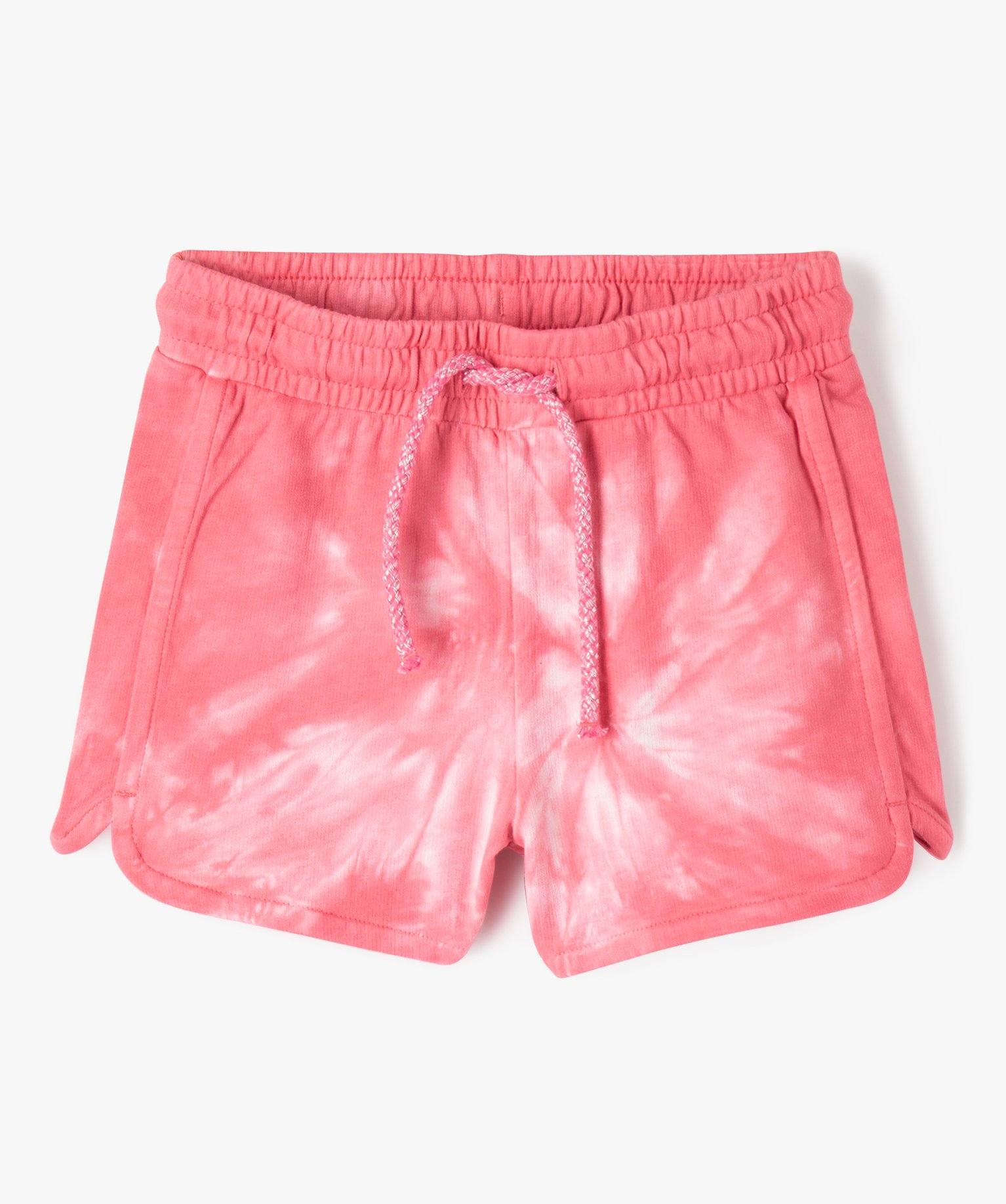 Short en maille avec ceinture élastique fille rose fonce | GEMO