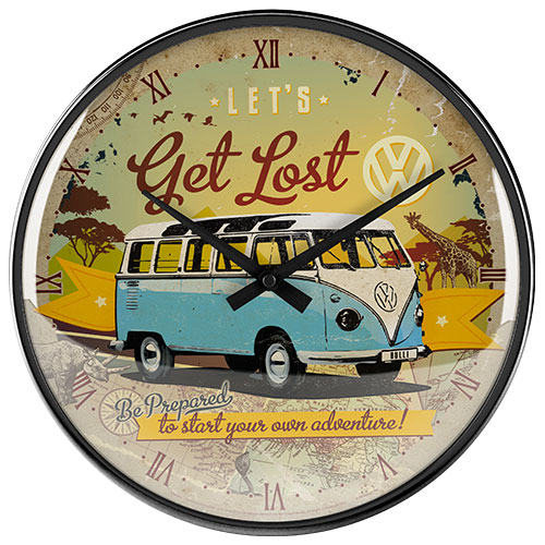 Nostalgic Art Wanduhr 31cm, Motiv "VW Bulli - Let´s Get Lost", 1 Stück - ATU