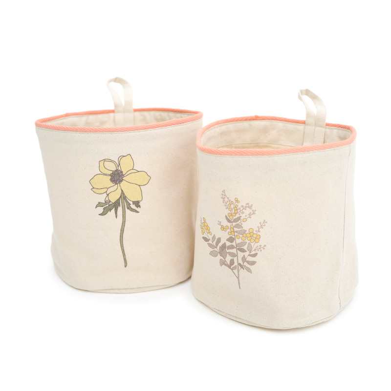 Set 2 paniers de rangement 20x20cm FLORA