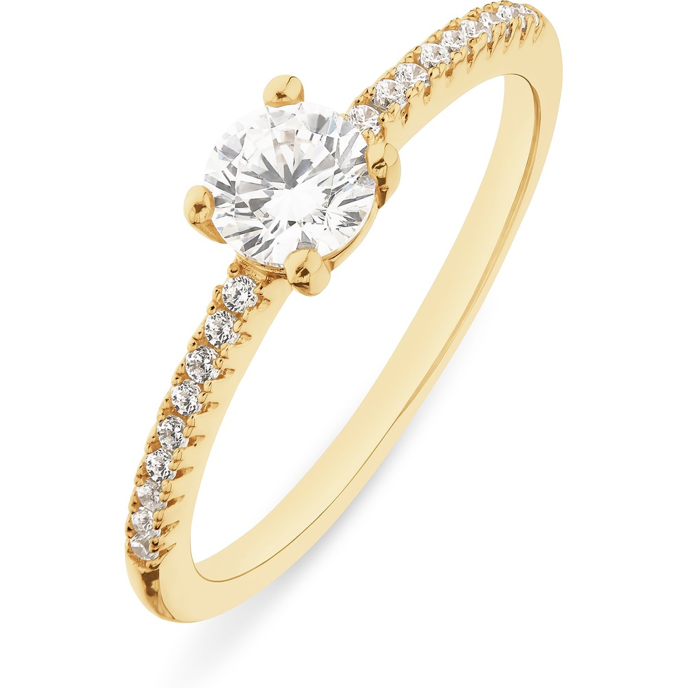 FAVS Bague pour femme 925 Argent or jaune Bague