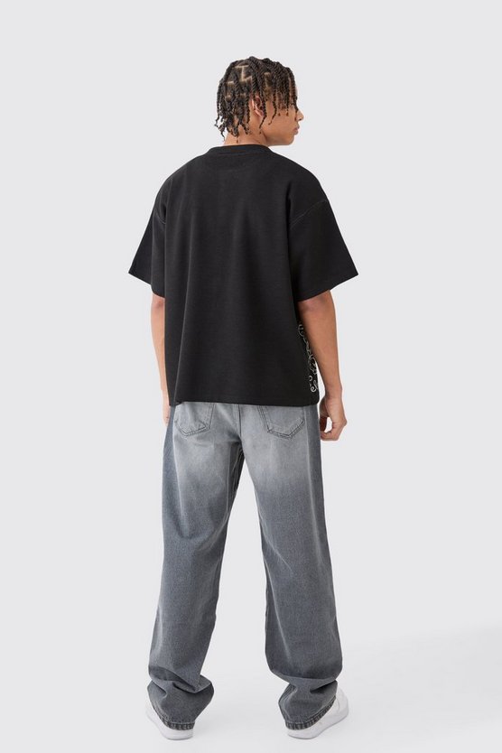Kastiges Jacquard-Hemd mit abstraktem Detail