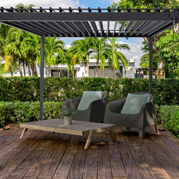 Pavillon mit Lamellendach, anthrazit, 3 x 3 m