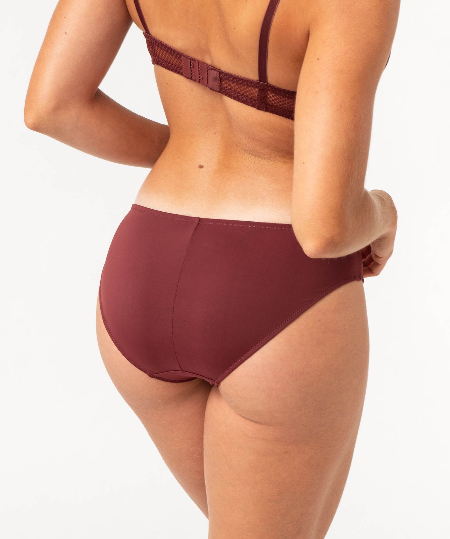 Culotte en microfibre et dentelle femme marron | GEMO
