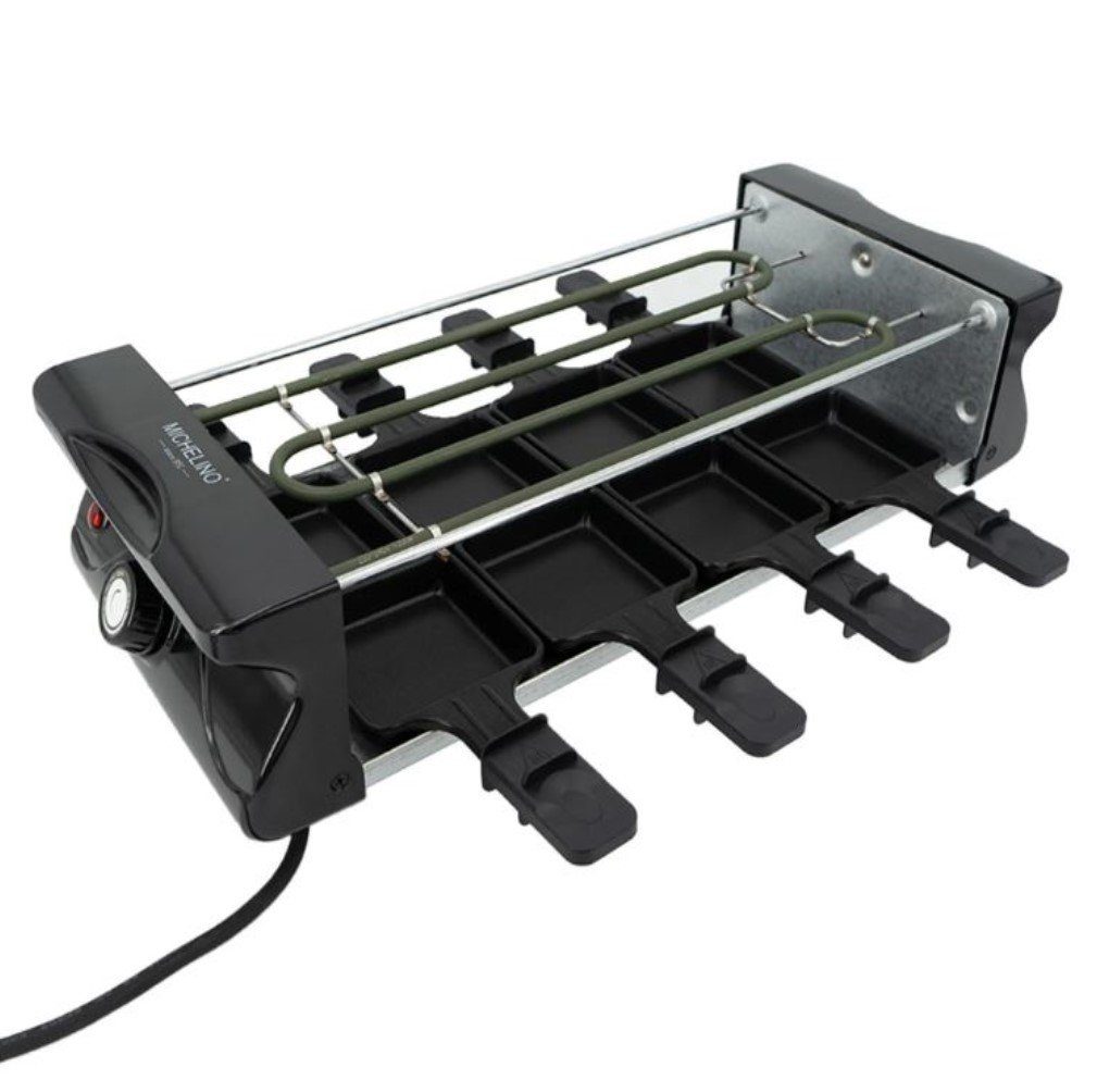 KESSMANN Raclette Raclette Grill mit Pfännchen elektrisch 8 Personen Inkl. 8 Spachteln &, 8 Raclettepfännchen, 1200,00 W, Eisen Grillplatte antihaft mobil Campinggrill Tischgrills Elektrogrill