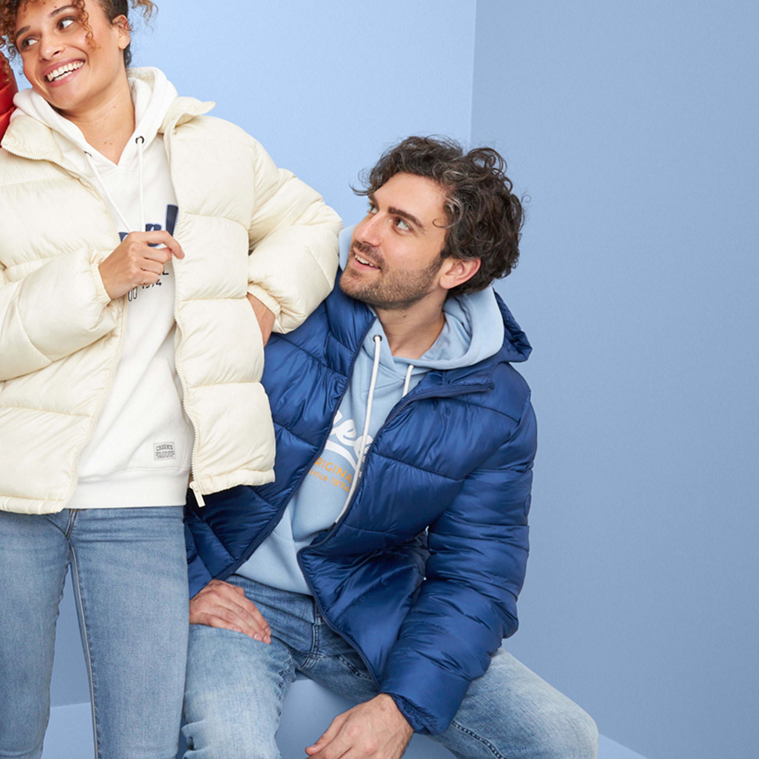 Doudoune zippée à capuche bleu roi homme | La Halle