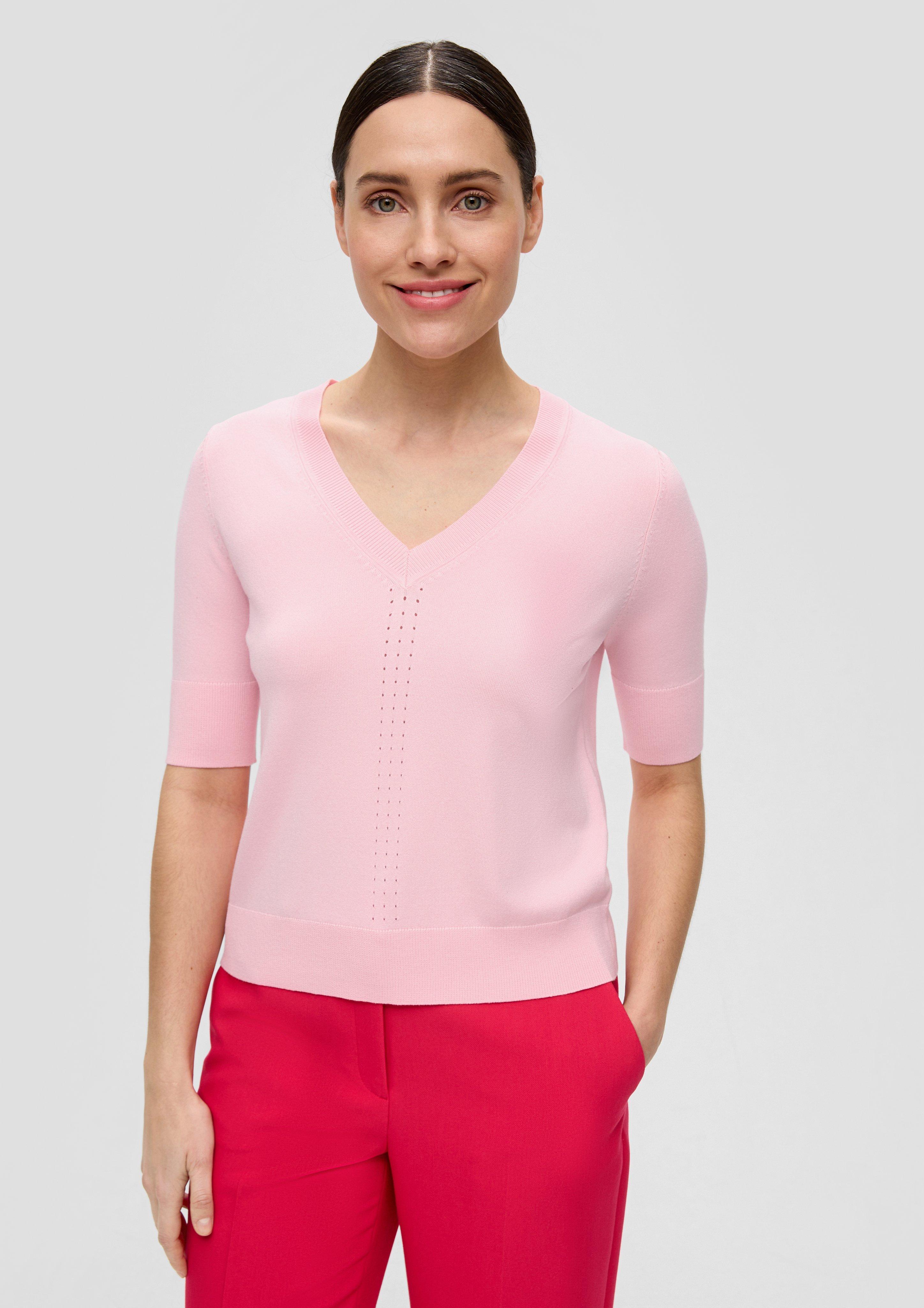 Kurzarmpullover mit Pointelle-Details  2143204-4121