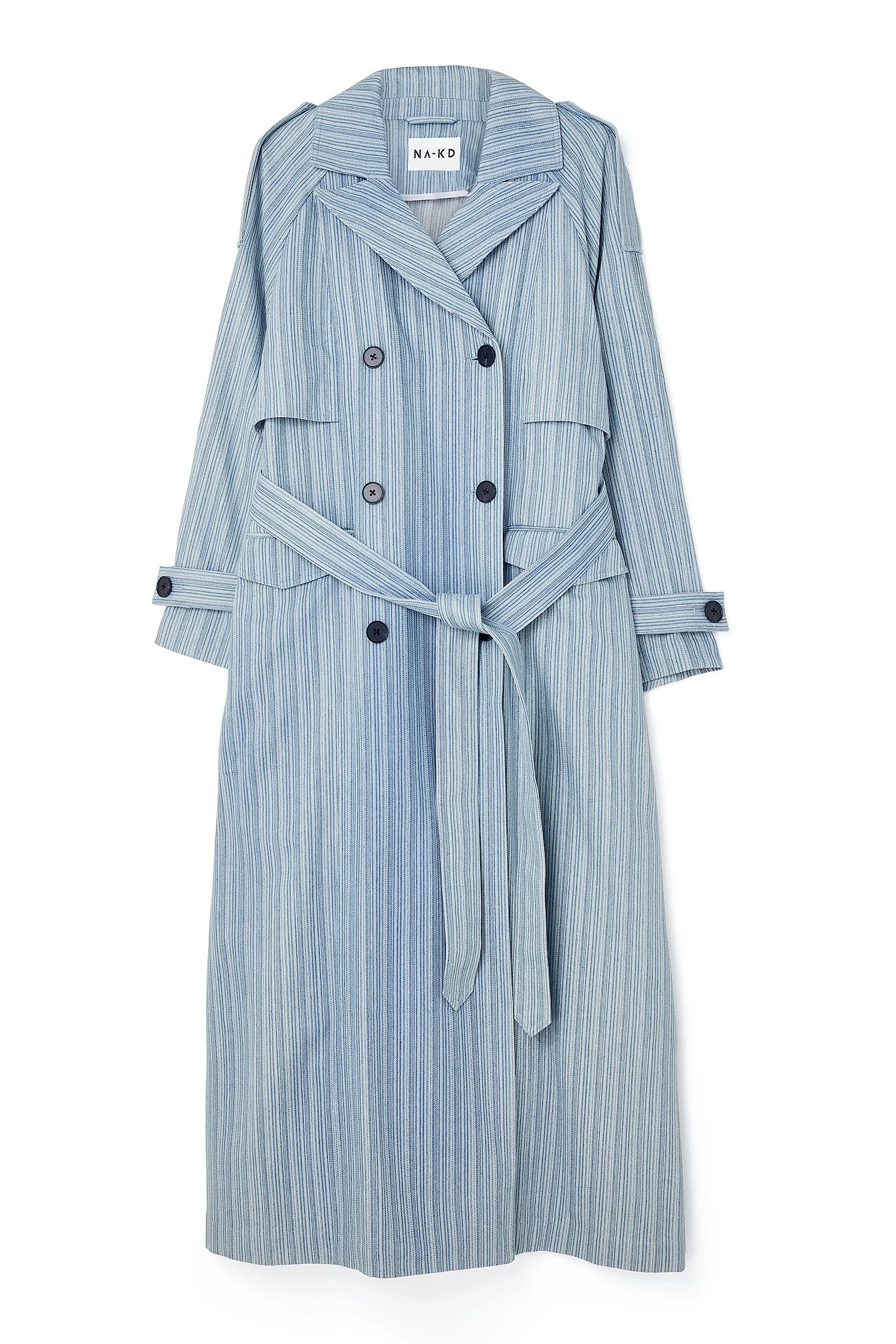 Gestreifter Oversized-Trenchcoat mit Gürtel