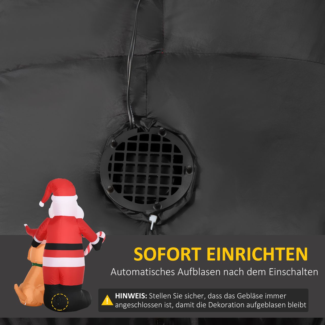 Outsunny 157 cm Aufblasbarer Weihnachtsmann mit Hund Weihnachtsdeko mit LED