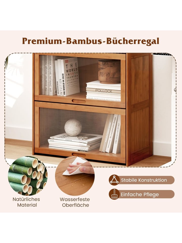 COSTWAY 4 stöckiges Bücherregal 69 x 34 x 140 cm in Braun günstig kaufen onesize
