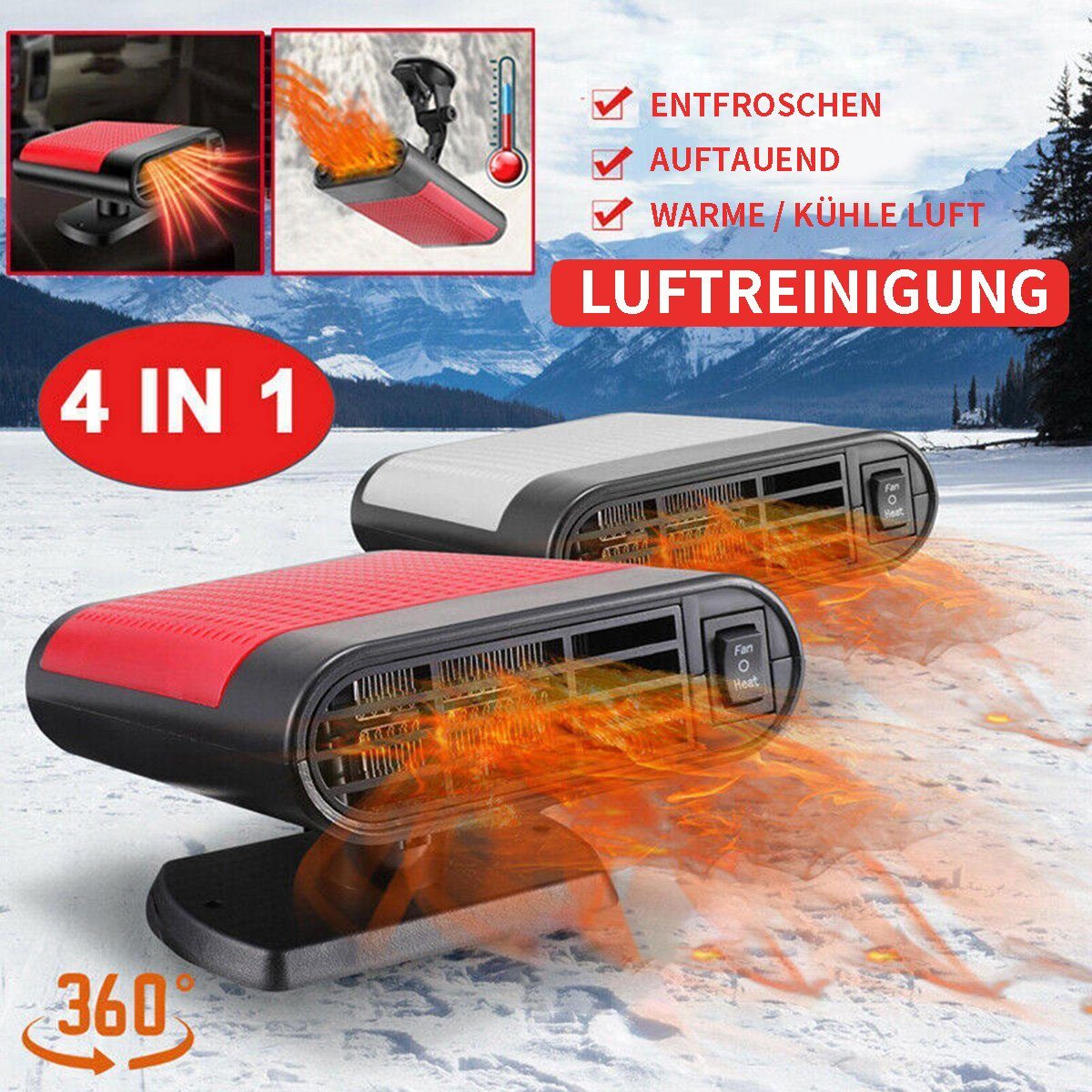 Yoyaxi Heizgerät 12V 500W Autoheizung tragbar, Entnebelungsgerät mit elektrischem Heizgebläse – Demister