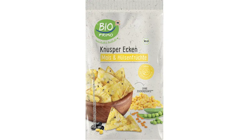 BIO PRIMO Bio Knusper Ecken Mais & Hülsenfrüchte 90 g