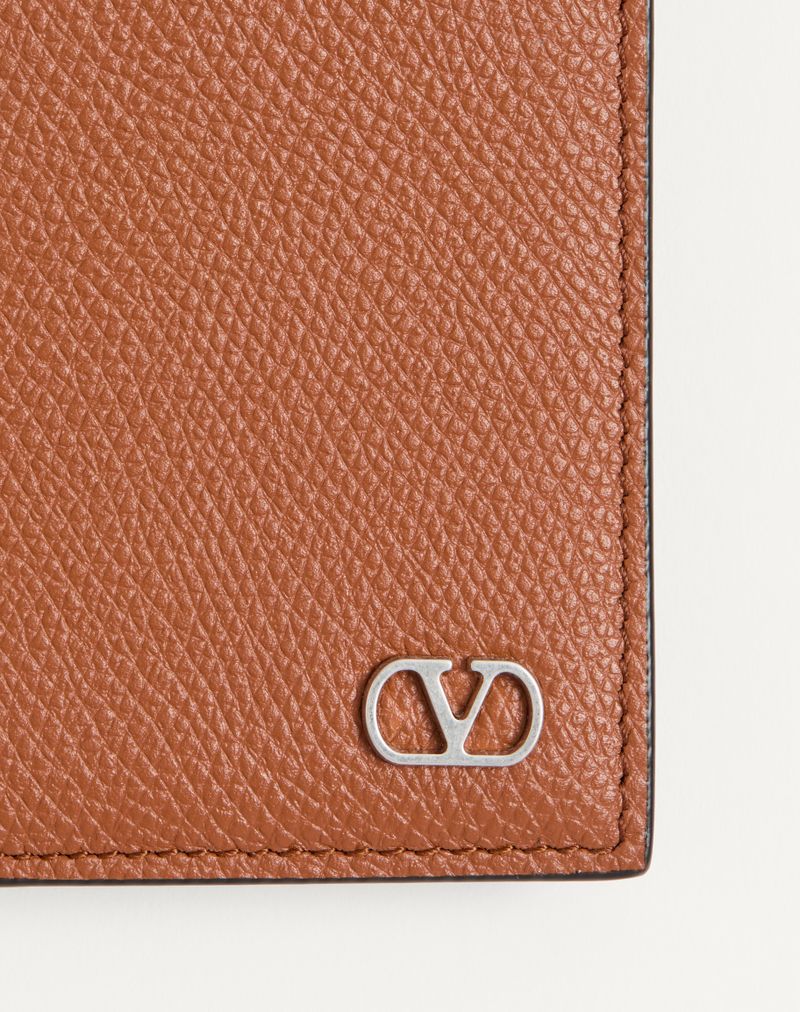 Porta-cartões Valentino Garavani VLogo Signature em couro de bezerro granulado