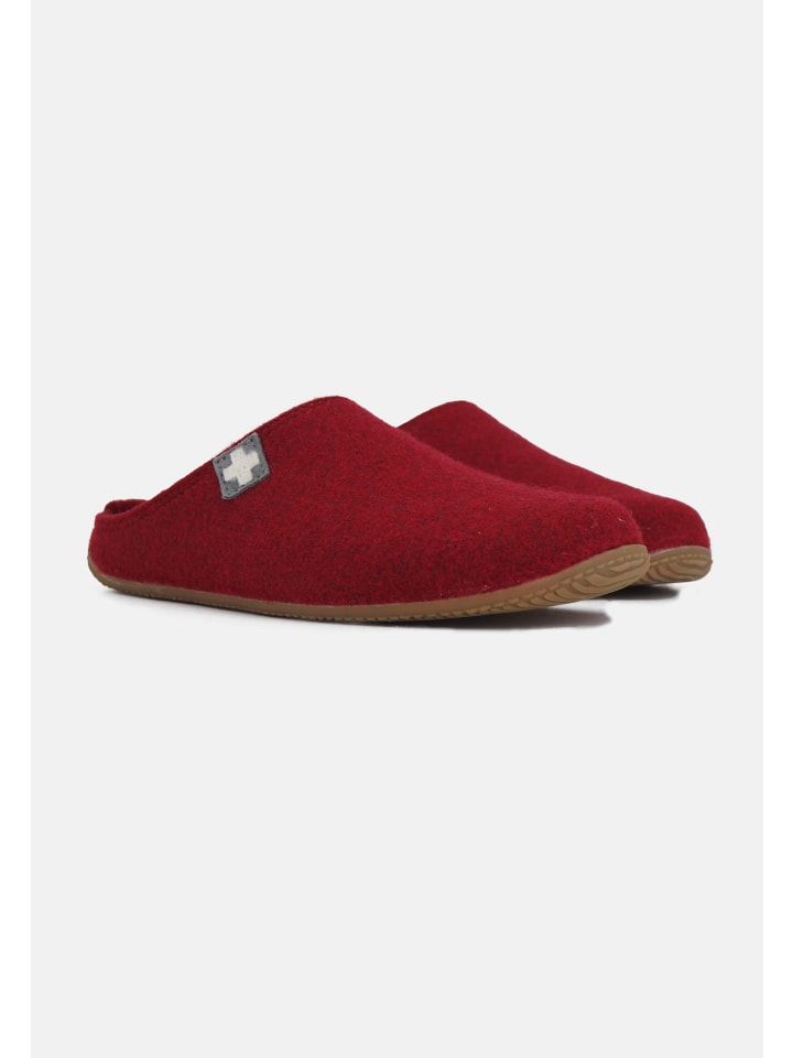 Living Kitzbühel Pantoffeln Filz - Schweizer Kreuz in Dark cherry günstig kaufen