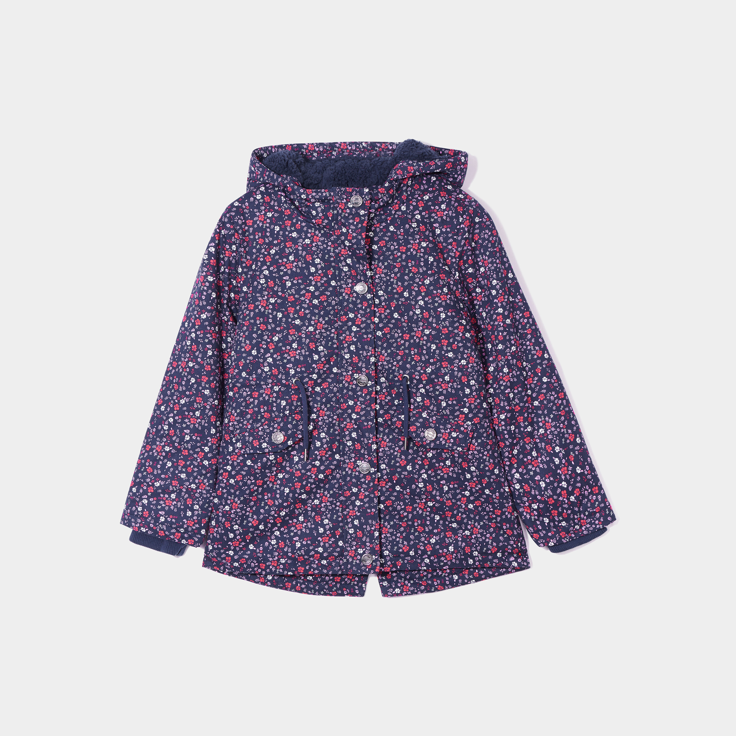 Parka droite à capuche bleu marine fille | La Halle