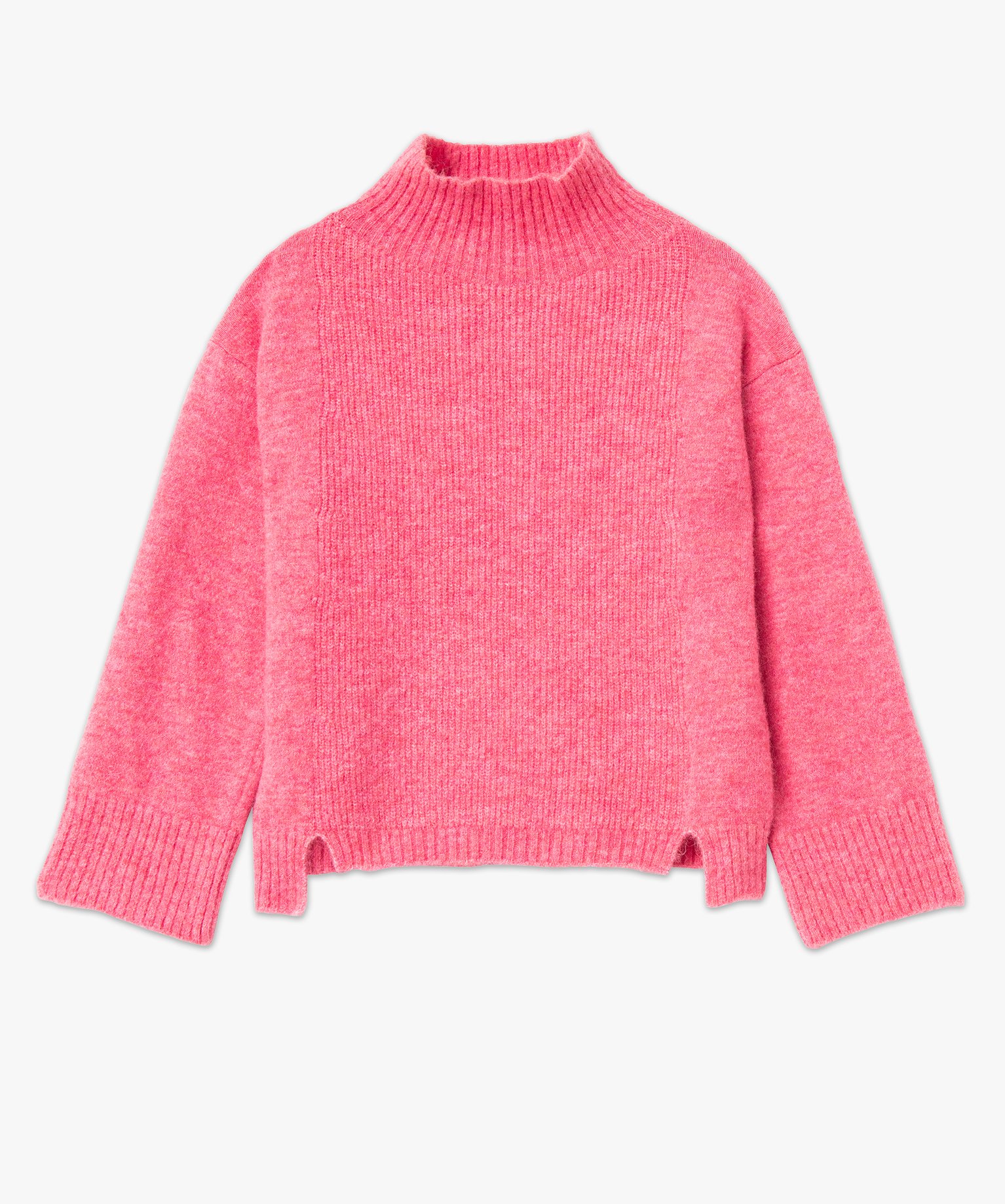 Pull col montant en grosse maille femme - Gémo x Melissaallbb rose | GEMO