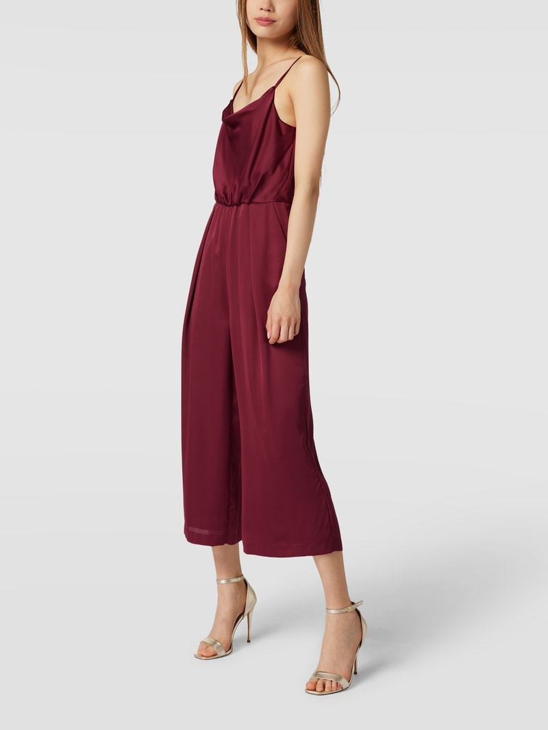 Cocktail-Jumpsuit mit Schalkragen in dunkelrot meliert
