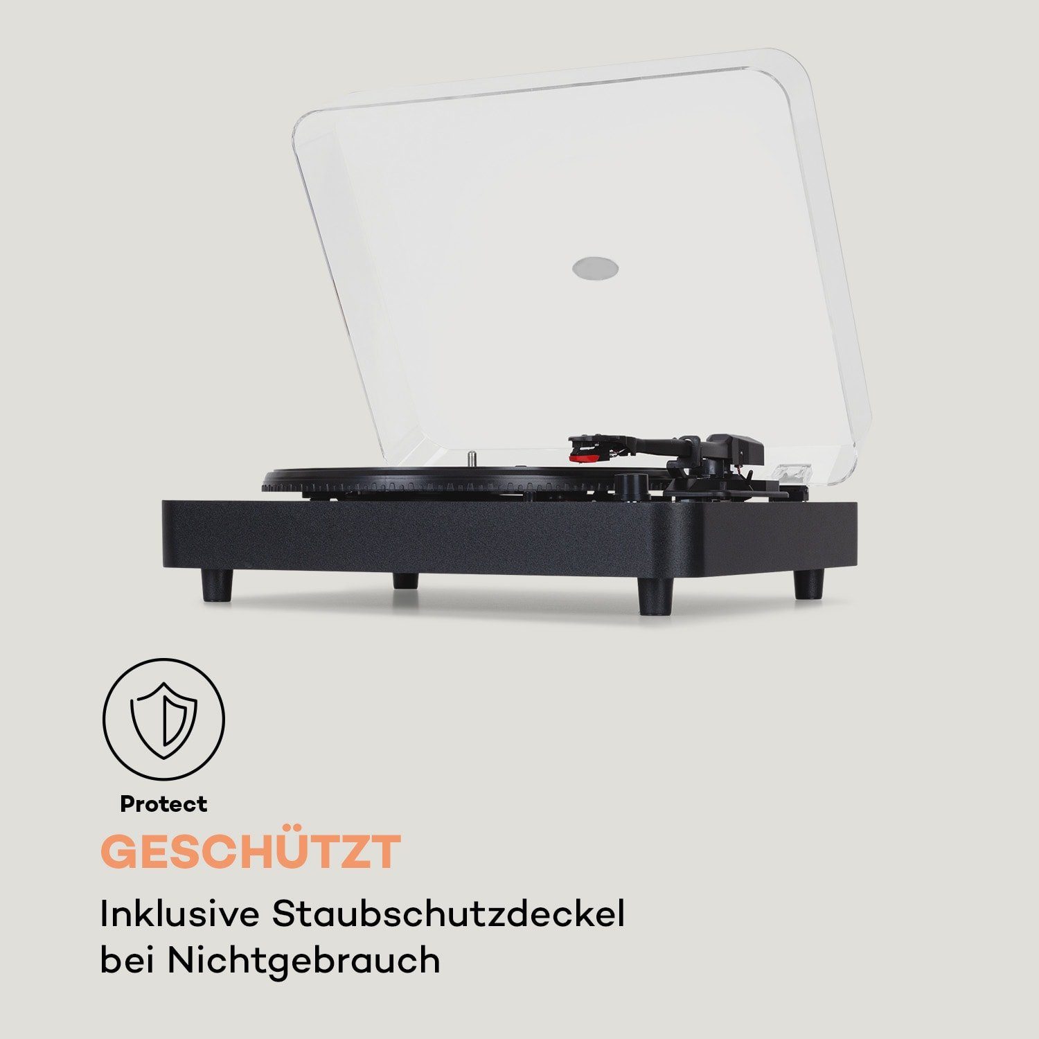 Auna TT-Classic Light Plattenspieler (Riemenantrieb, Bluetooth, Schallplattenspieler mit Lautsprecher Vinyl Plattenspieler)