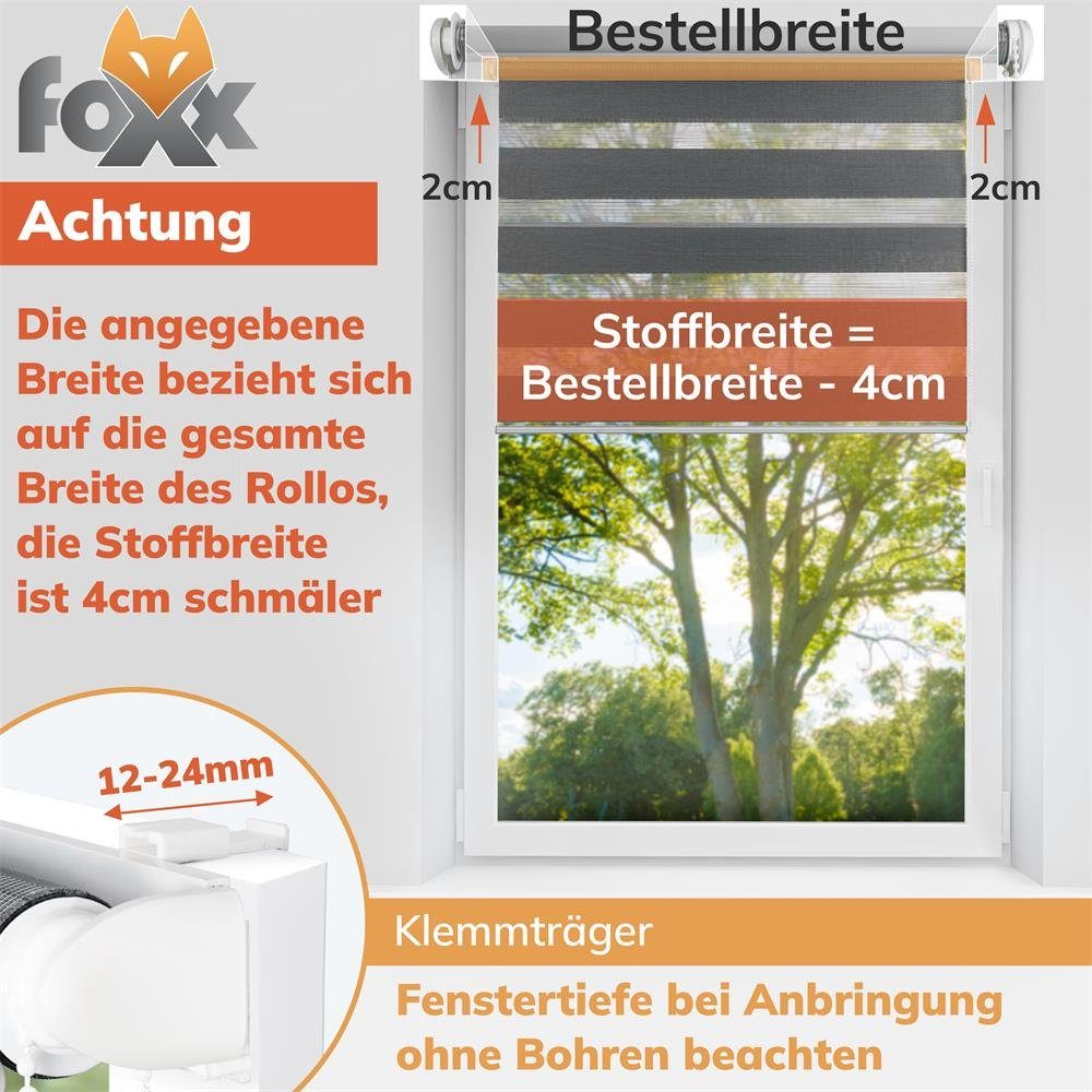 Doppelrollo Doppelrollo Klemmfix schwarz 50x140 cm, Foxx