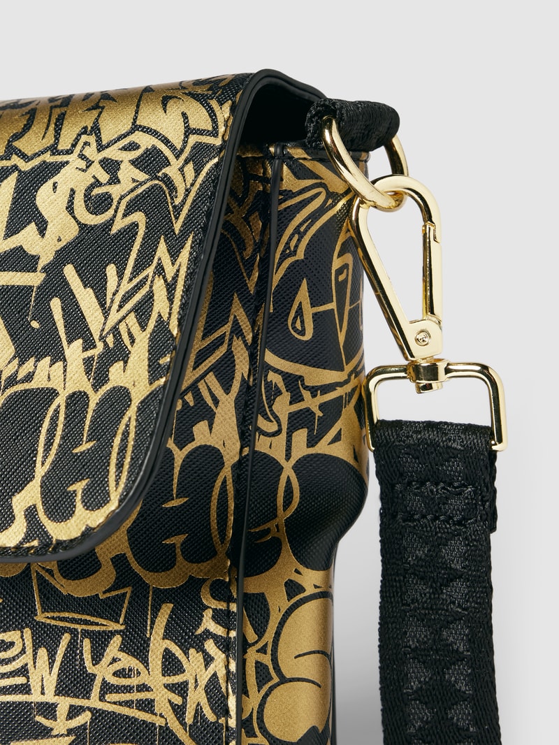Handtasche mit Motiv-Print in schwarz