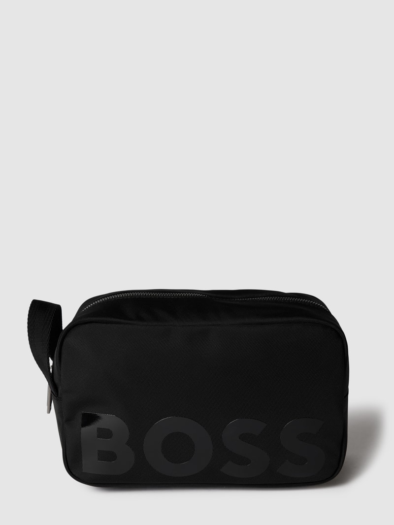 Kulturtasche mit Label-Print Modell 'CATCH' in schwarz