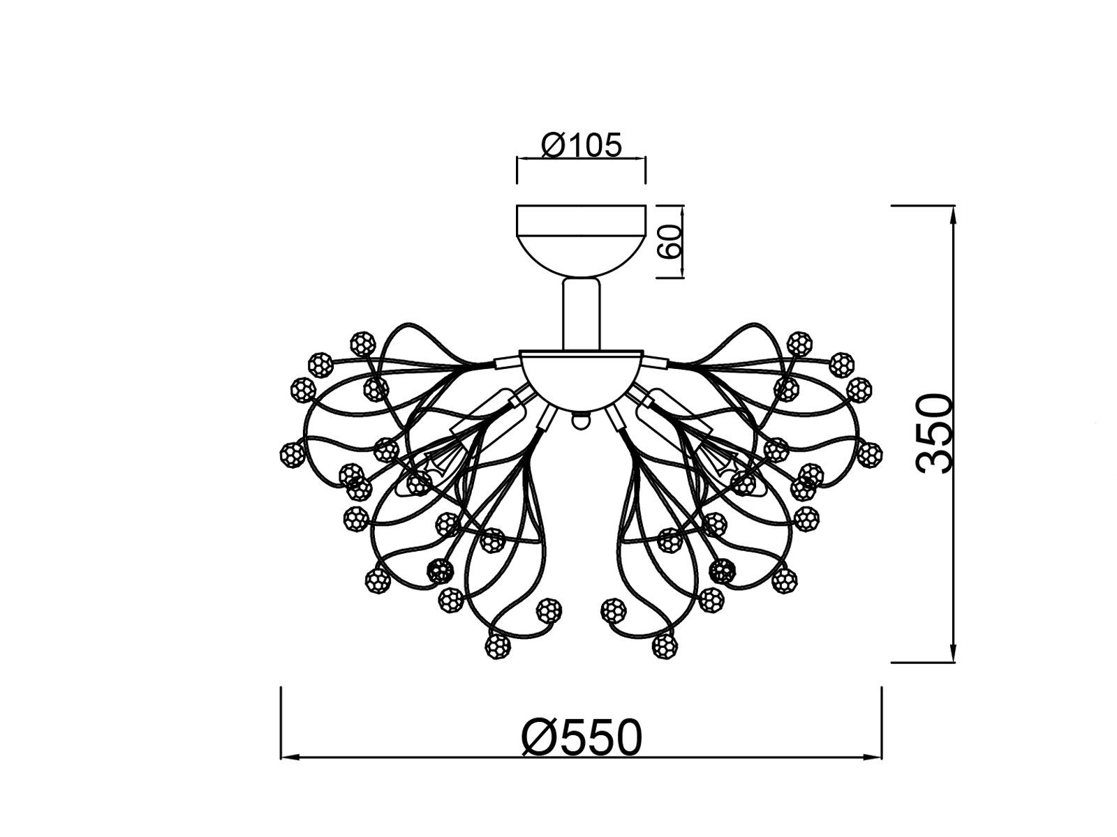meineWunschleuchte LED Deckenleuchte, LED wechselbar, Warmweiß, ausgefallene Designer Kristall-lampe Treppenhaus Galerie Silber, Ø55cm