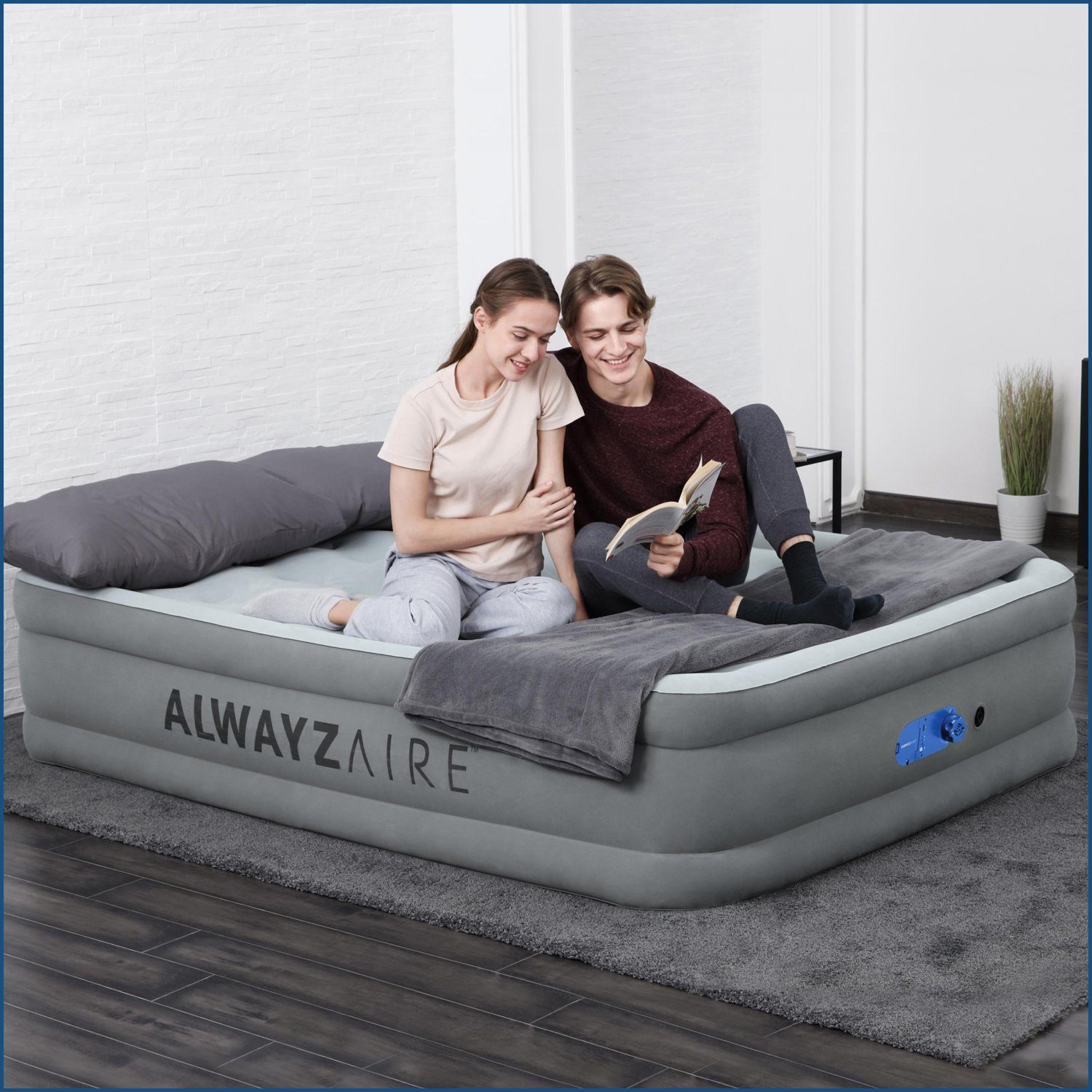 Bestway Luftbett AlwayzAire 2 Personen selbstaufblasend Nachtpumpe 203 x 152 x 46 cm