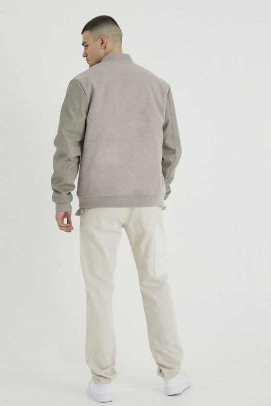 Tall Melton Bomberjacke mit PU-Aufnäher