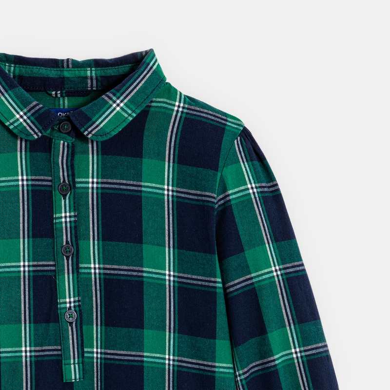 Robe à carreaux écossais marine et vert Fille