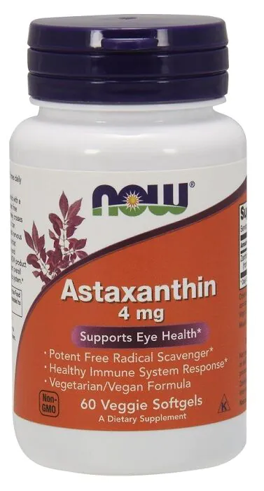 „Now Foods“ astaksantinas 4 mg, astaksantino maisto papildas, kapsulės