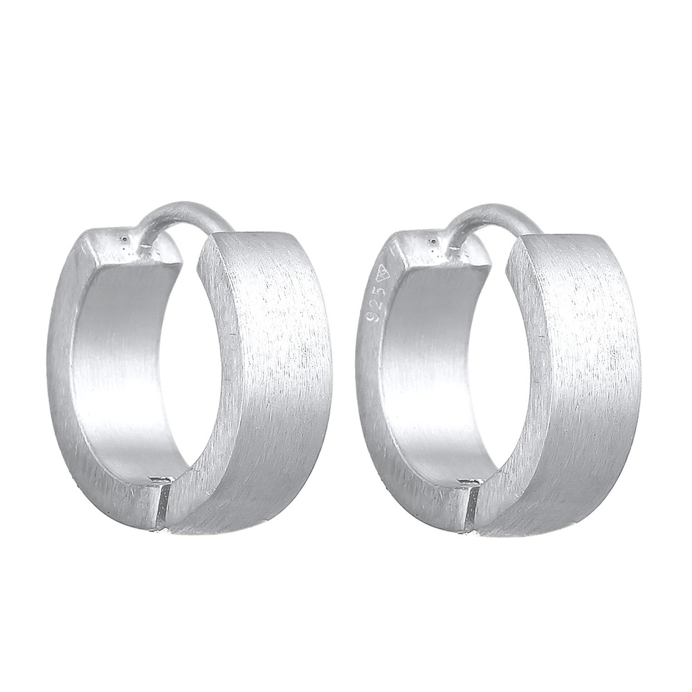 KUZZOI KUZZOI Boucles d'Oreilles Mens Creoles Matt Trend Robust en argent sterling 925 p Boucles d'oreilles