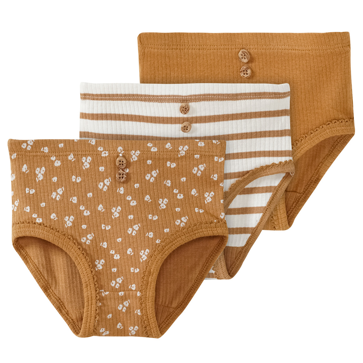 3 Baby Slips mit Rippstruktur