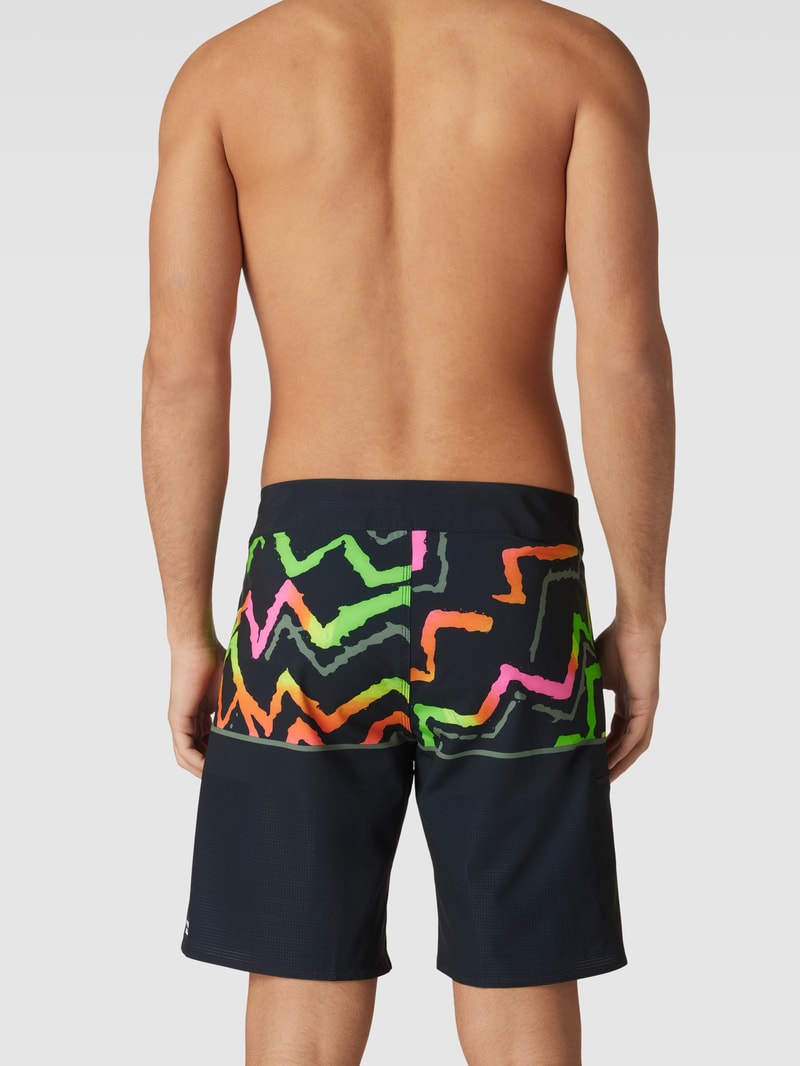 Badehose mit Allover-Muster Modell 'FIFTY' in schwarz