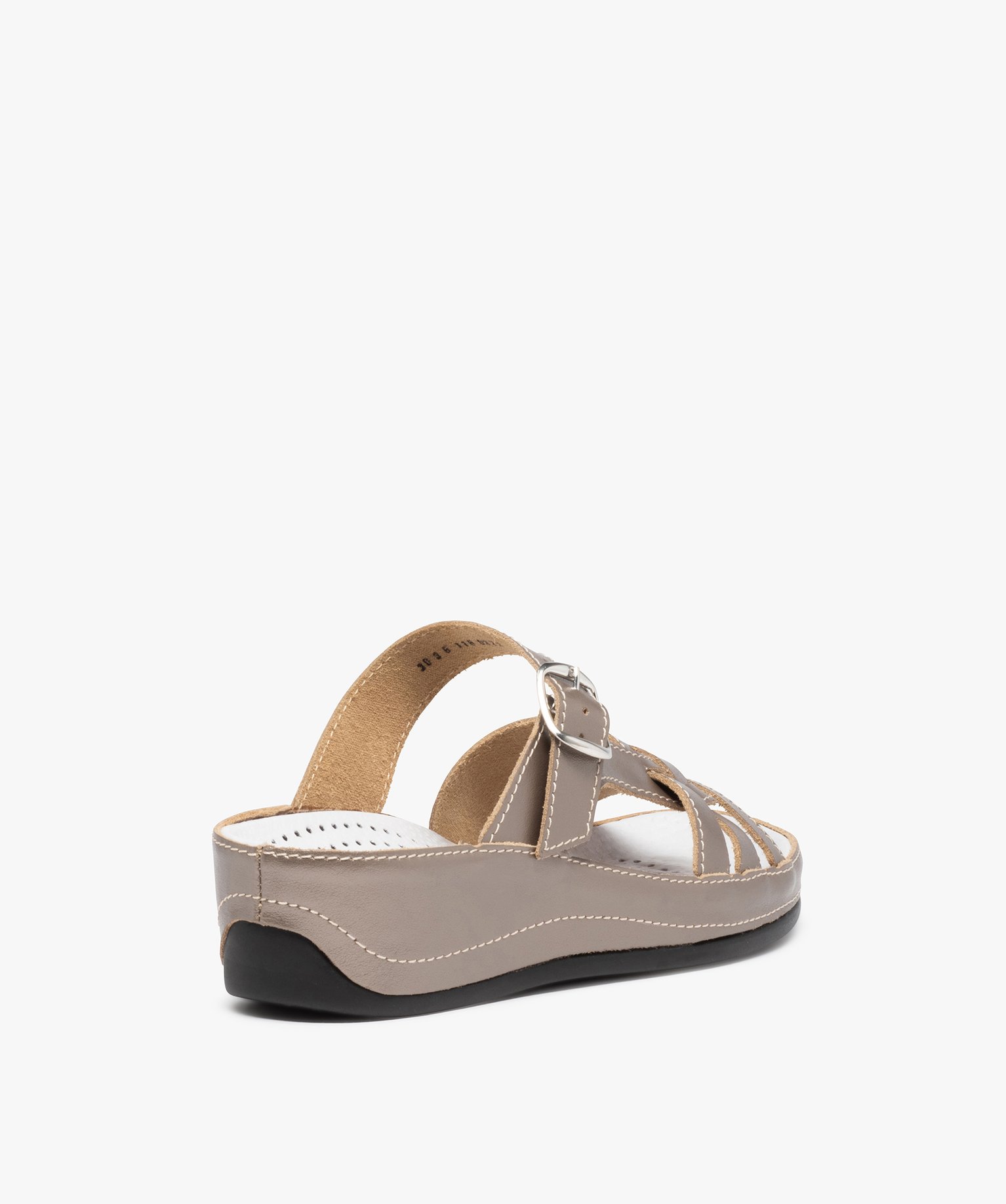 Mules femme confort compensées dessus cuir marron | GEMO