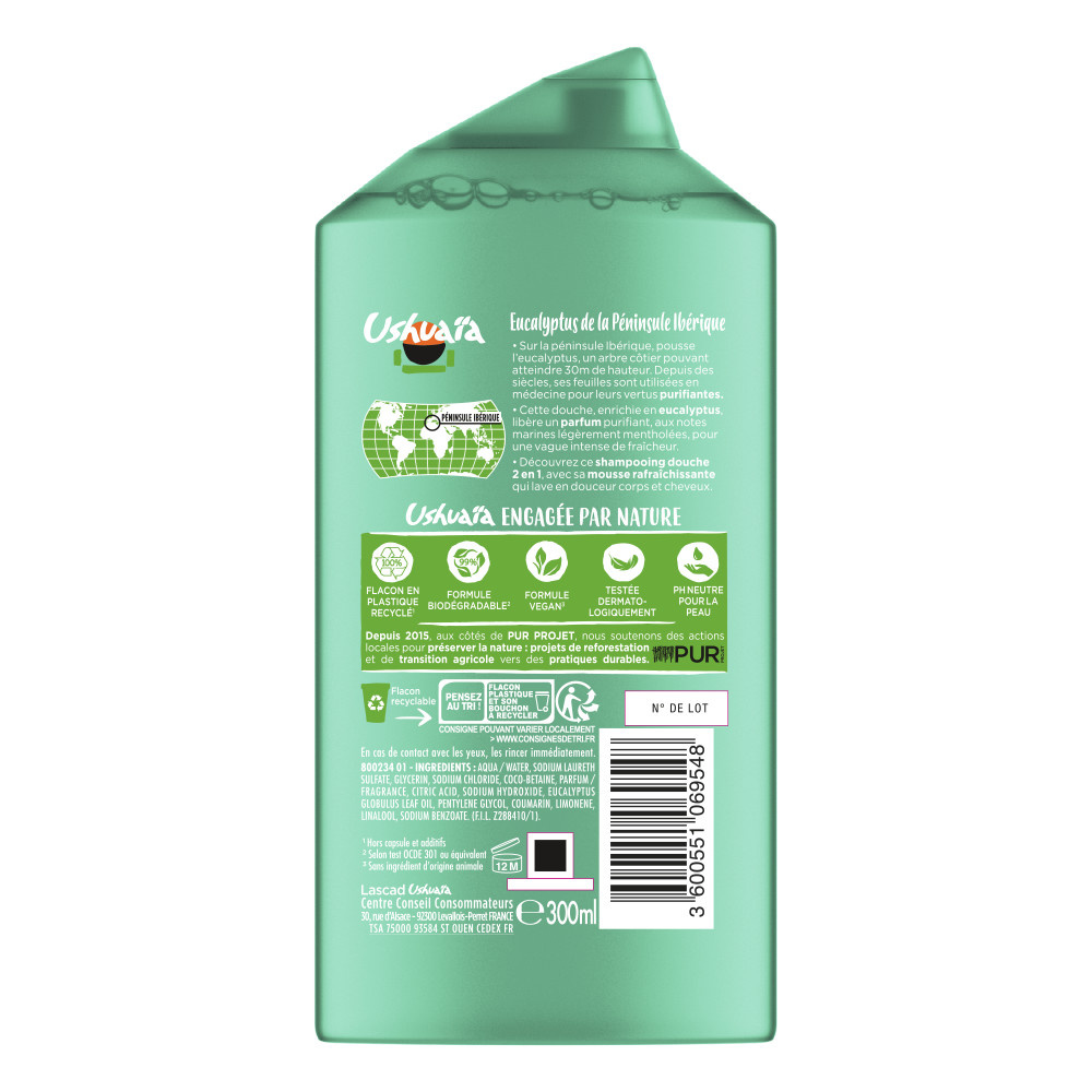 ushuaïa Ushuaïa Homme Gel douche rafraîchissant à l'Eucalyptus Homme