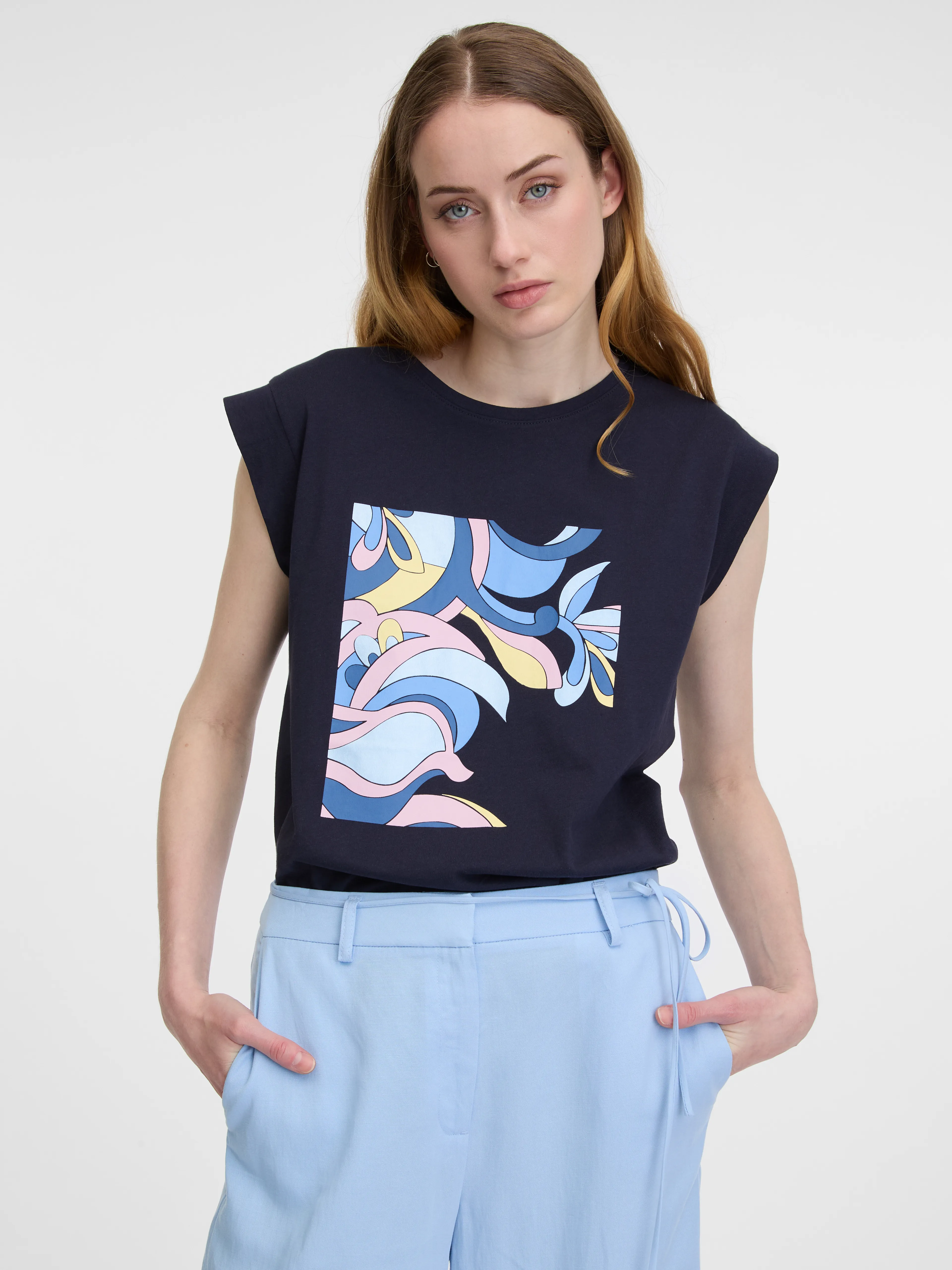 Dunkelblaues Damen T-Shirt ORSAY