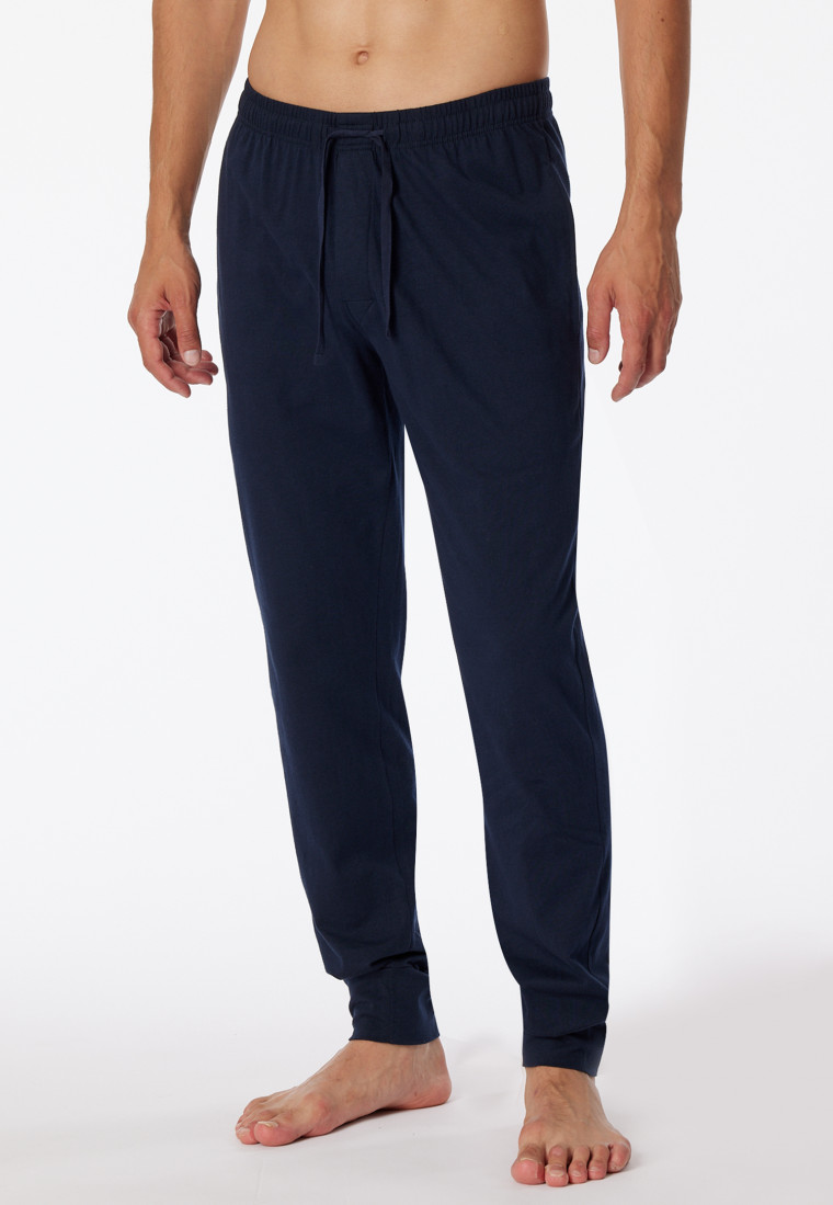 Loungehose lang Jersey Bündchen dunkelblau - Mix+Relax