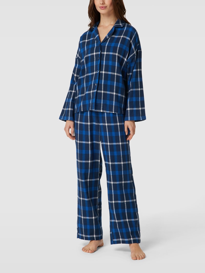 Pyjama mit Karomuster Modell 'SUS' in marineblau