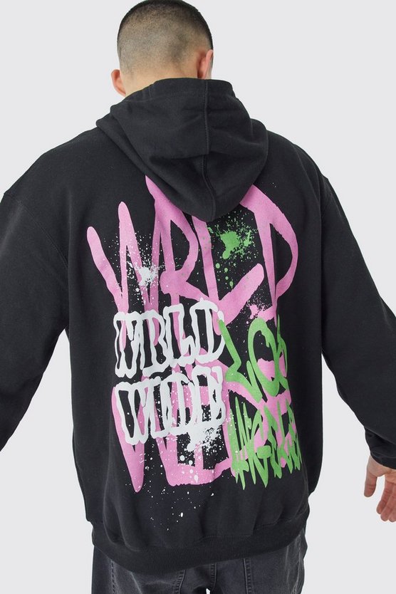 Oversize Hoodie mit Worldwide-Print