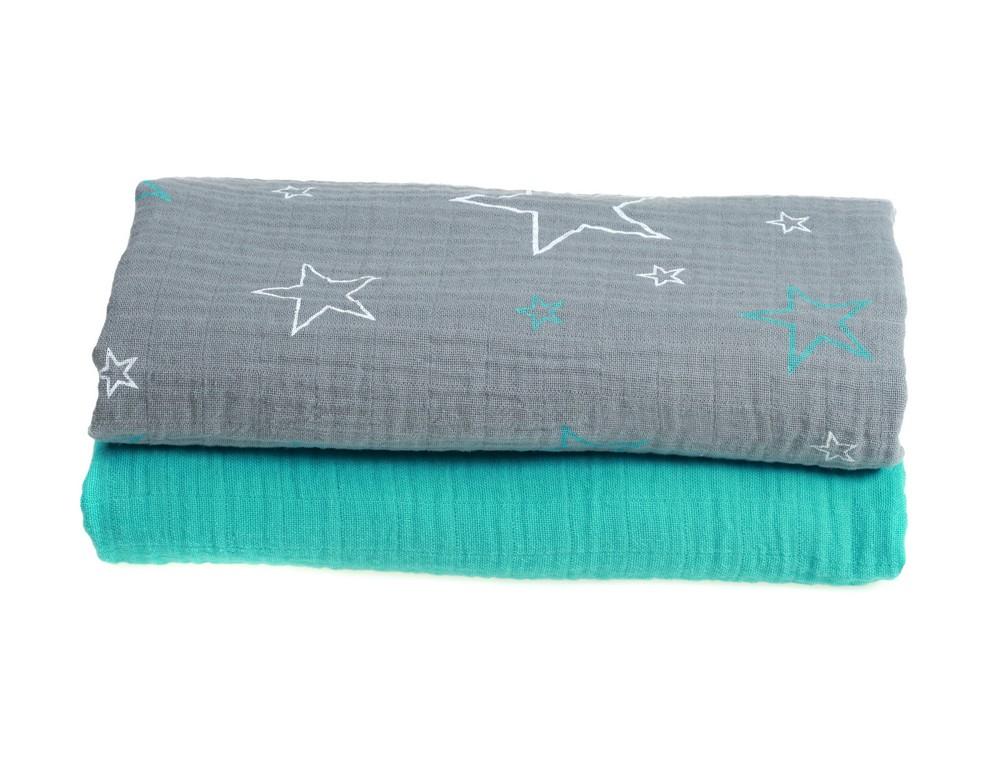 Makian Pucktuch 2er Set, 120x120cm, Design Sterne