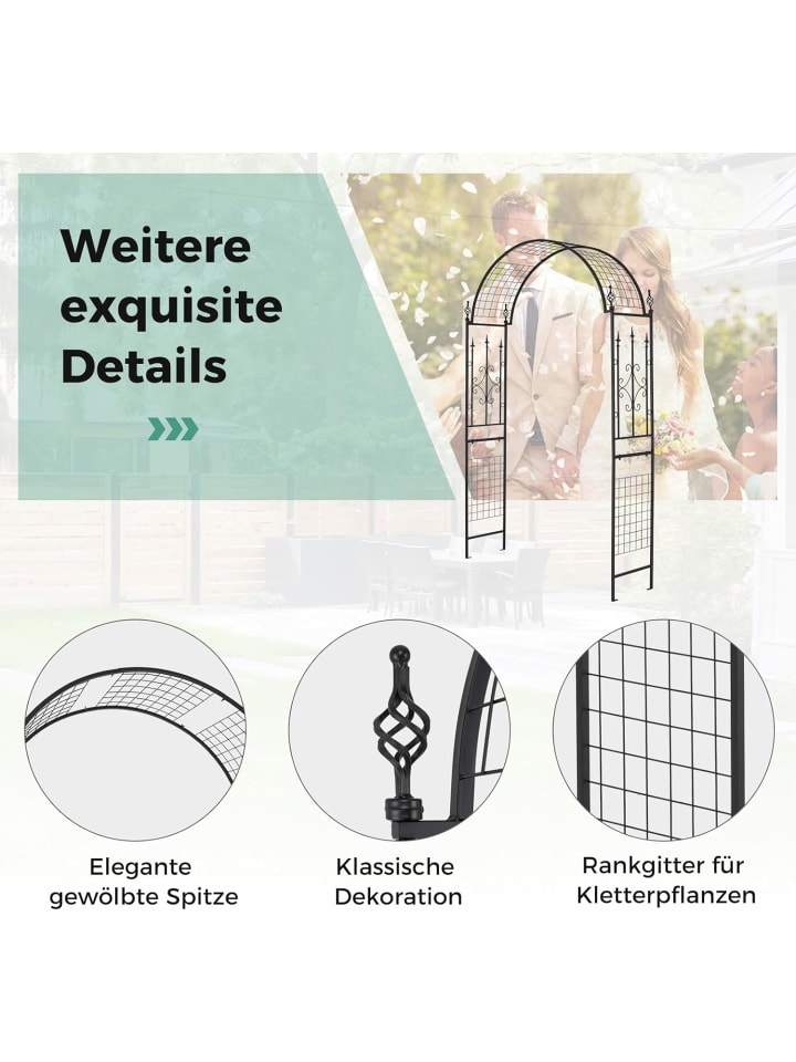 COSTWAY Rosenbogen Metall 143x40x234cm in Schwarz günstig kaufen onesize