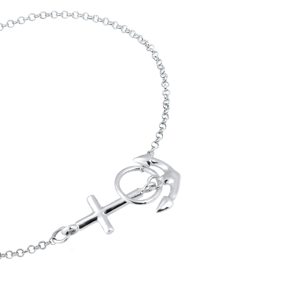 Elli Elli Bracelet Femme Motif de la Coix d'Ancrage en Argent Sterling 925 Bracelet