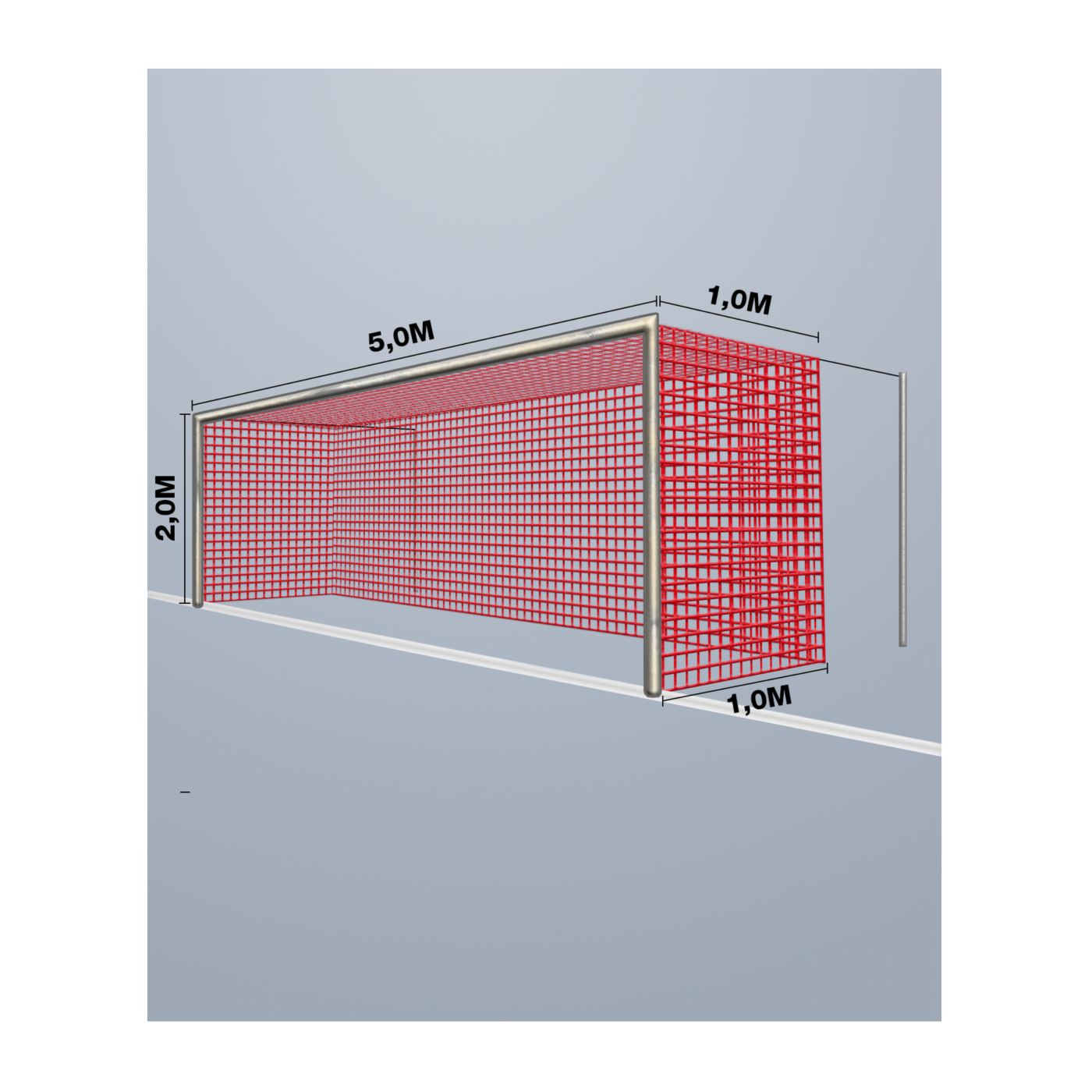 Cawila Tornetz 5,15x2,05m | Tiefe 1,0x1,0m | Maschenweite 12cm | Stärke 4mm | rot