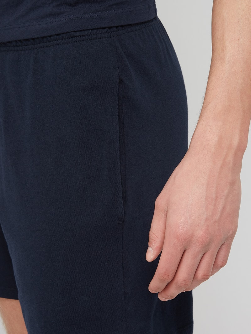 Sweatshorts mit Karomuster Modell 'Boxer' in marineblau