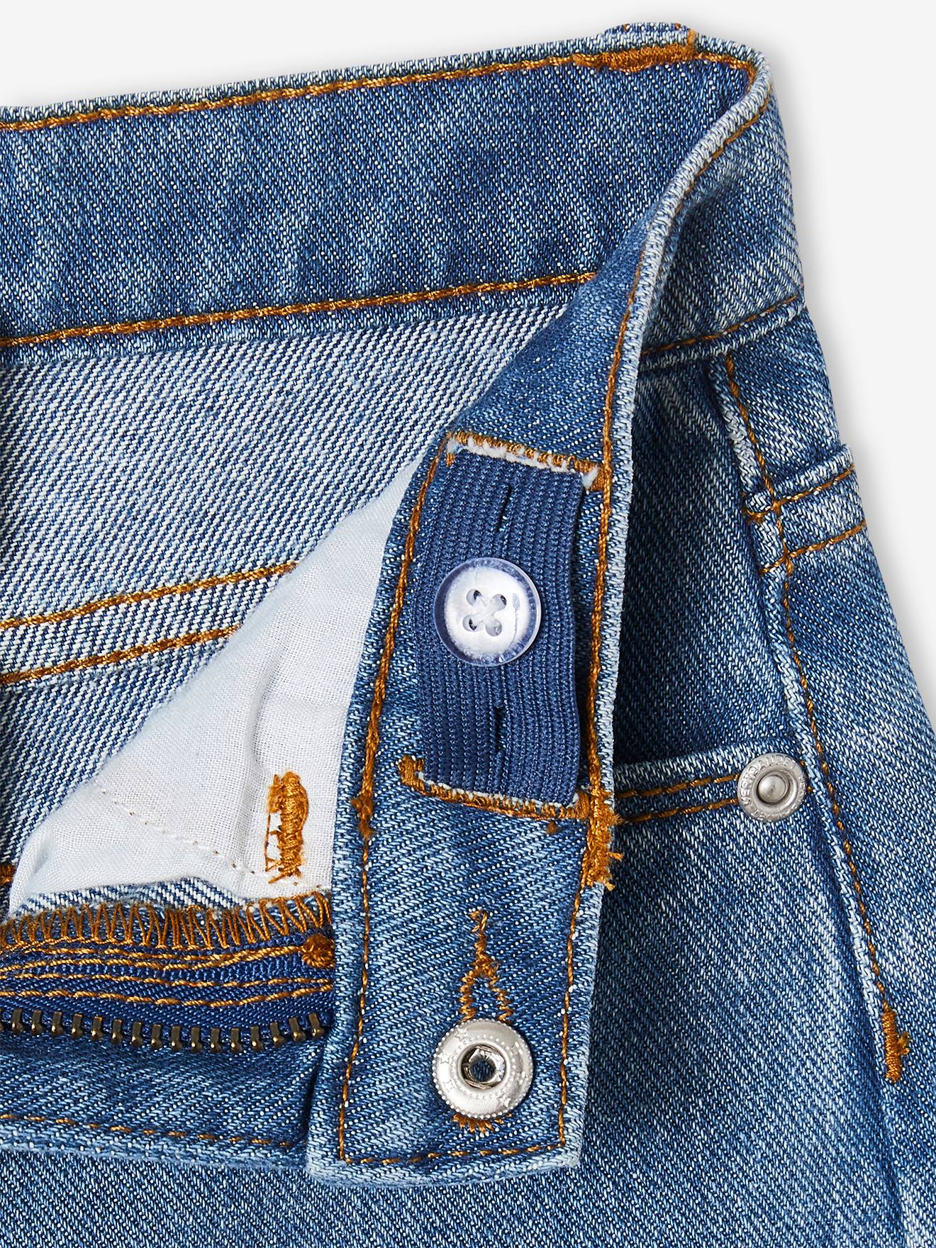 Jean droit avec noeud fantaisie fille denim stone