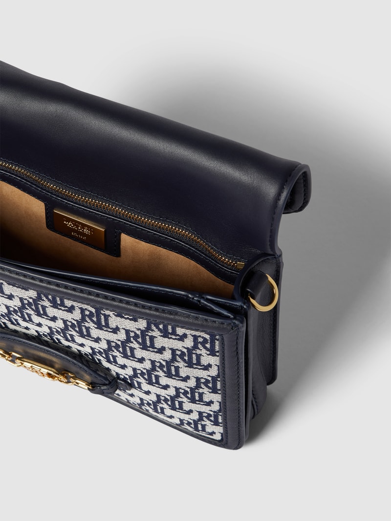 Handtasche mit Label-Print Modell 'SYDNEE' in marineblau